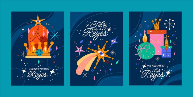Colección de tarjetas de felicitación Flat Reyes Magos
