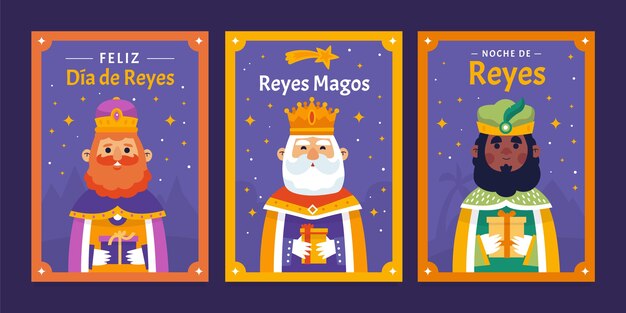 Colección de tarjetas de felicitación de Flat Reyes Magos