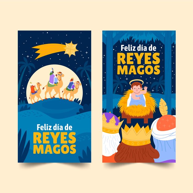 Colección de tarjetas de felicitación de Flat Reyes Magos