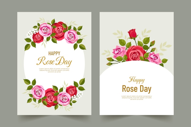 Vector gratuito colección de tarjetas de felicitación flat rose day