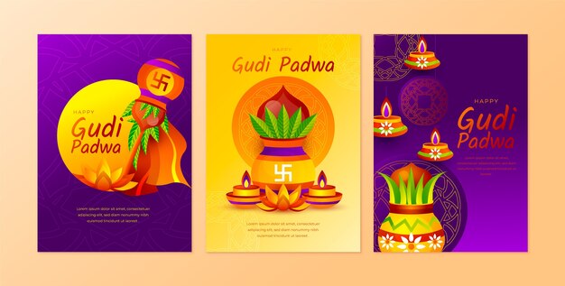 Colección de tarjetas de felicitación de Gudi Padwa.