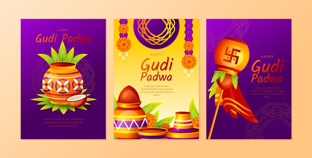 Colección de tarjetas de felicitación de Gudi Padwa.