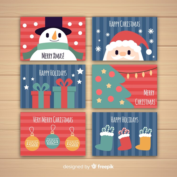 Vector gratuito colección de tarjetas de felicitación de navidad