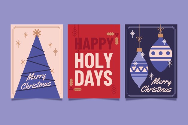 Colección de tarjetas de felicitación navideñas planas