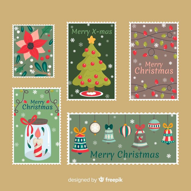 Colección de tarjetas de felicitación navideñas
