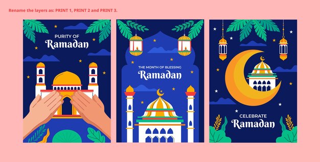 Colección de tarjetas de felicitación de Ramadán