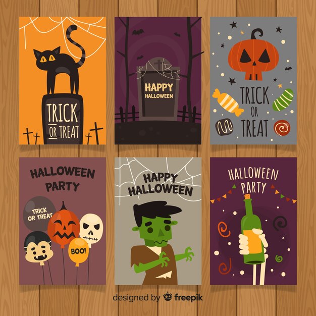 Colección de tarjetas de felicitaciónes de halloween