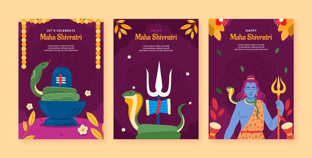 Colección de tarjetas de felicitaciones de Maha Shivratri.