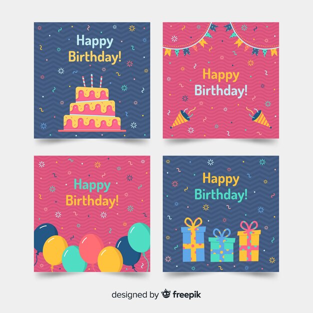 Colección de tarjetas de feliz cumpleaños