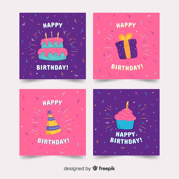 Colección de tarjetas de feliz cumpleaños