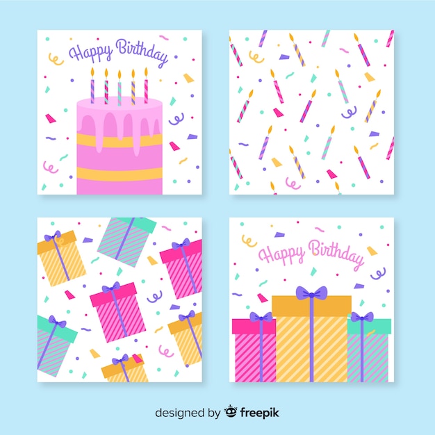 Colección de tarjetas de feliz cumpleaños