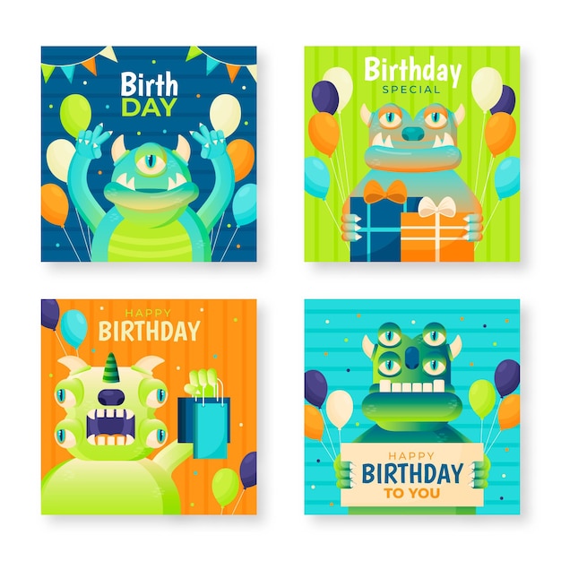Colección de tarjetas de feliz cumpleaños
