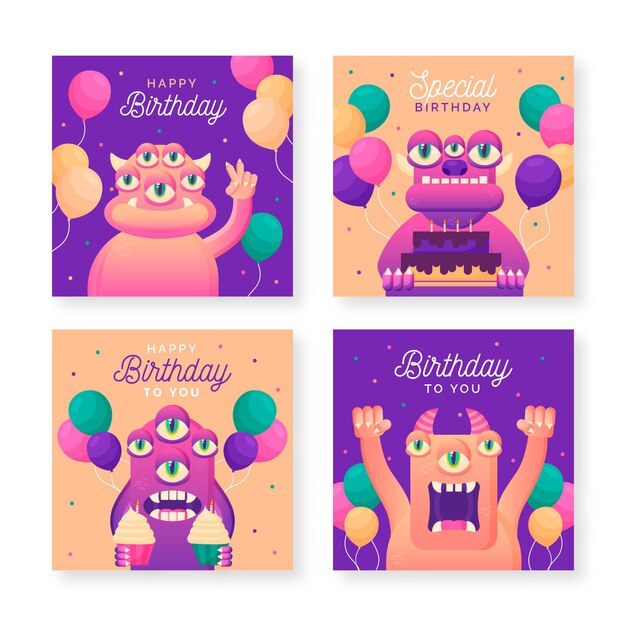 Colección de tarjetas de feliz cumpleaños