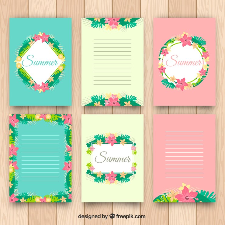 Vector gratuito colección de tarjetas feliz verano