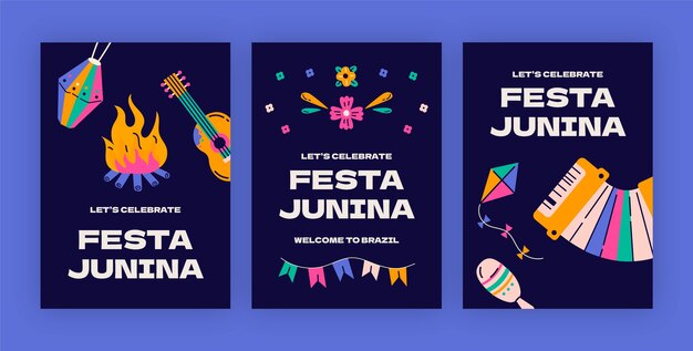 Colección tarjetas festas juninas planas