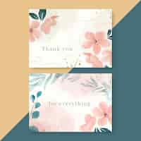 Vector gratuito colección de tarjetas florales en acuarela pintadas a mano