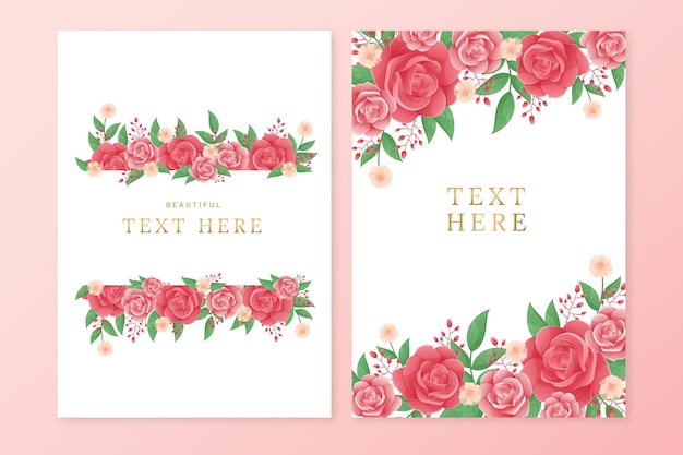 Vector gratuito colección de tarjetas florales con degradado