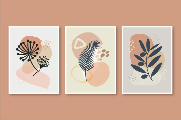 Colección tarjetas florales dibujadas a mano
