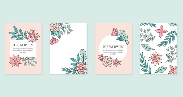 Colección tarjetas florales dibujadas a mano