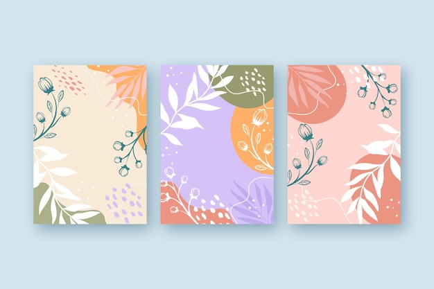 Vector gratuito colección tarjetas florales dibujadas a mano