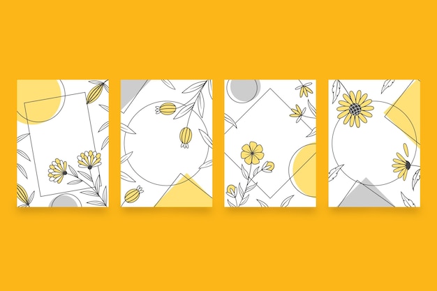 Colección de tarjetas florales planas