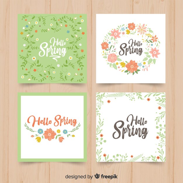 Colección tarjetas florales primavera