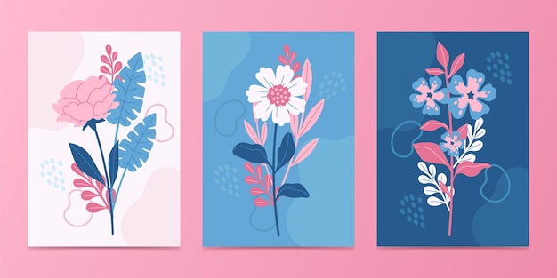 Vector gratuito colección de tarjetas florales