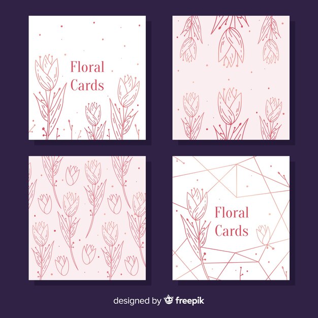 Colección de tarjetas de flores doradas