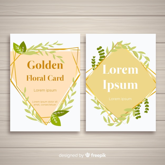 Colección de tarjetas de flores doradas