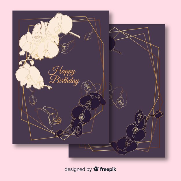 Colección de tarjetas de flores doradas