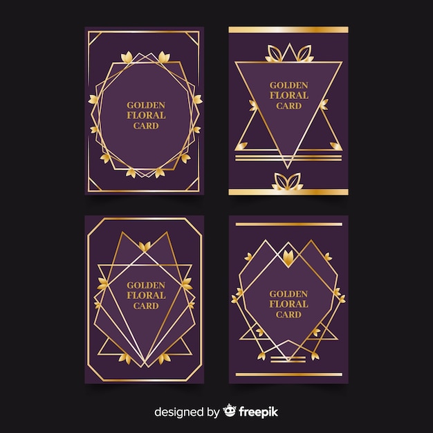Colección de tarjetas de flores doradas