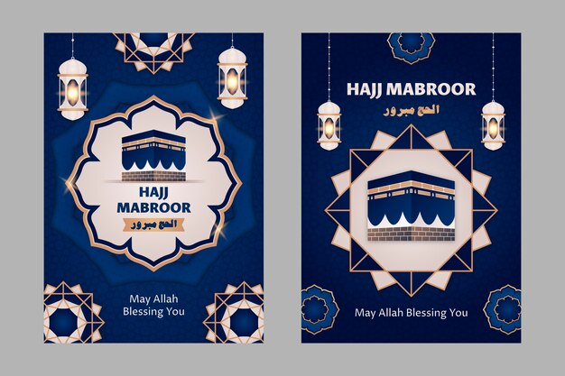 Vector gratuito colección de tarjetas hajj mubarak degradado