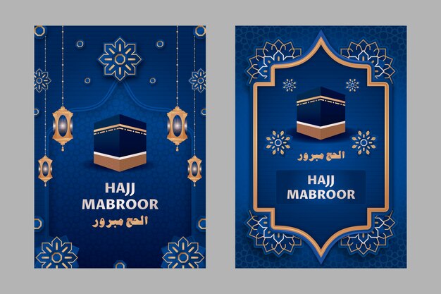 Colección de tarjetas hajj mubarak degradado