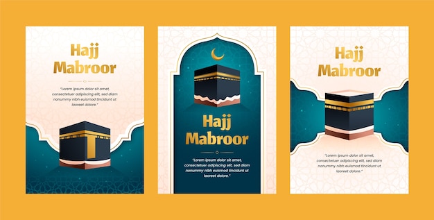 Vector gratuito colección de tarjetas hajj mubarak degradado