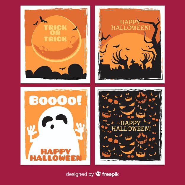 Colección de tarjetas de halloween