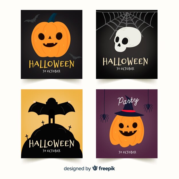 Colección de tarjetas de halloween