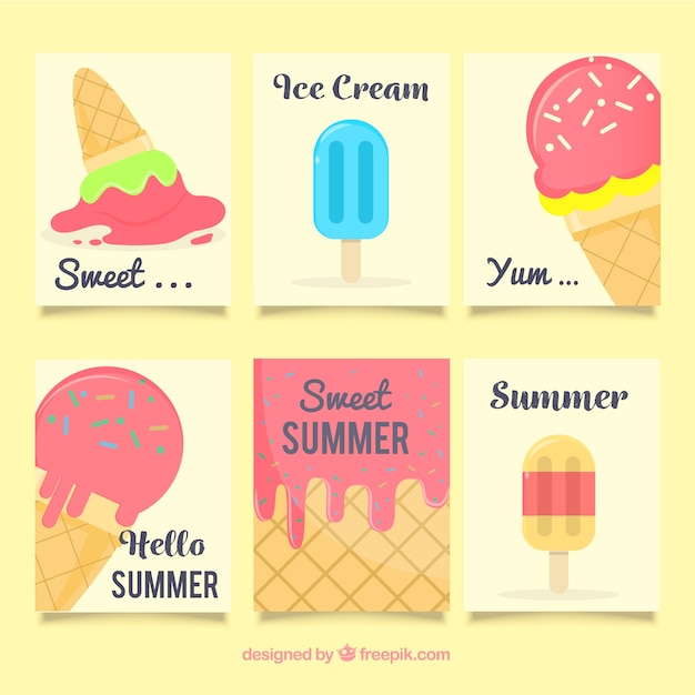 Vector gratuito colección de tarjetas de helado