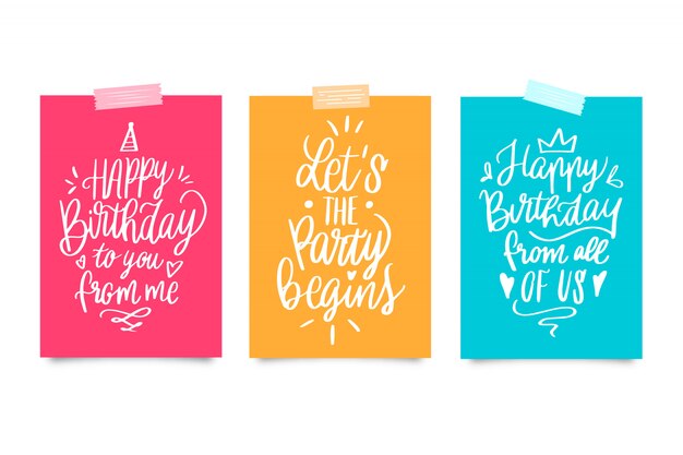 Colección de tarjetas de letras de feliz cumpleaños
