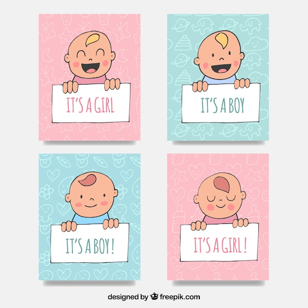 Colección de tarjetas con lindos bebés