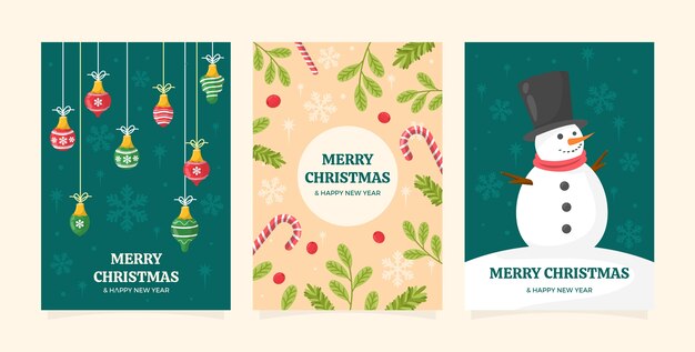 Colección de tarjetas minimalistas navideñas planas