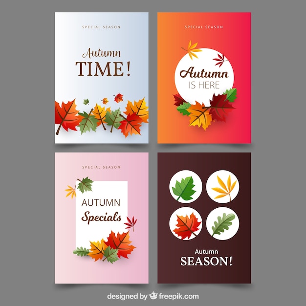 Vector gratuito colección de tarjetas modernas de otoño