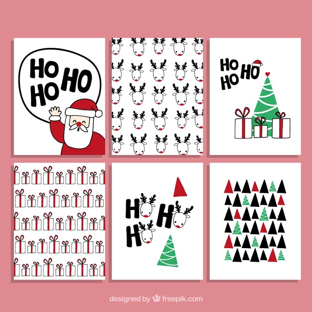 Colección de tarjetas de navidad dibujadas a mano