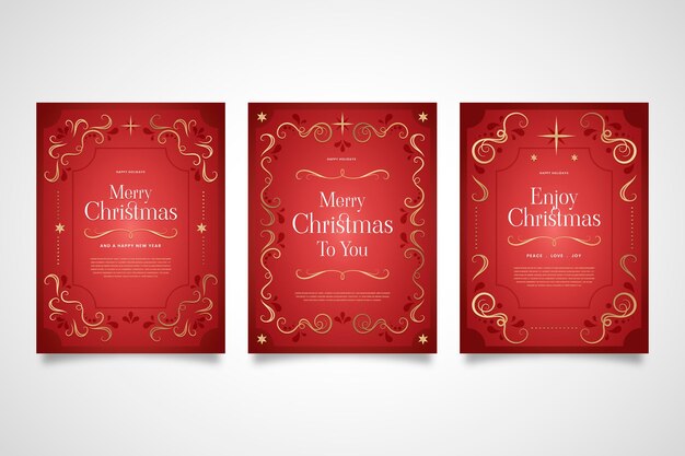 Colección de tarjetas de navidad ornamentales con degradado