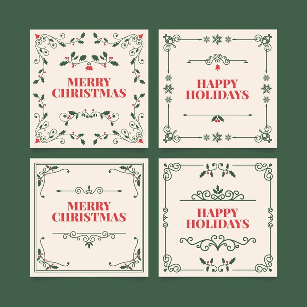 Colección de tarjetas de navidad ornamentales
