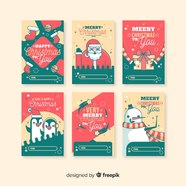 Colección tarjetas navidad planas