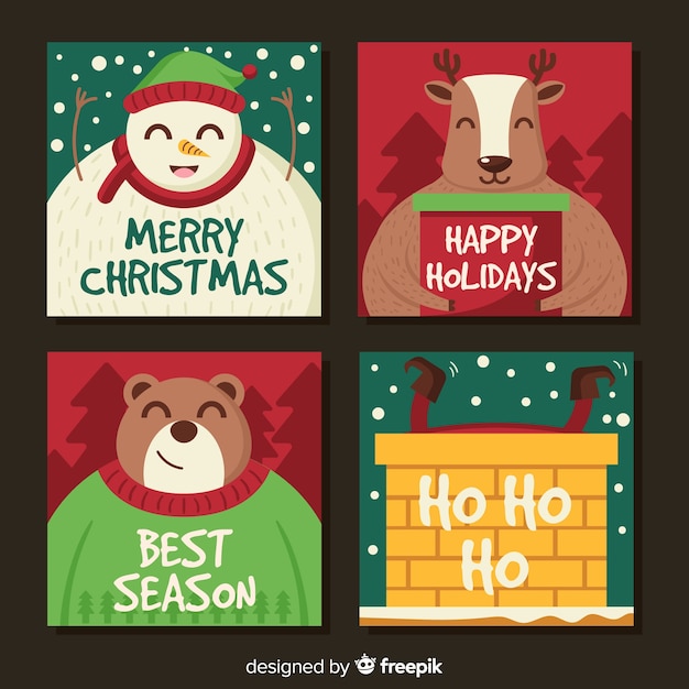 Vector gratuito colección tarjetas de navidad