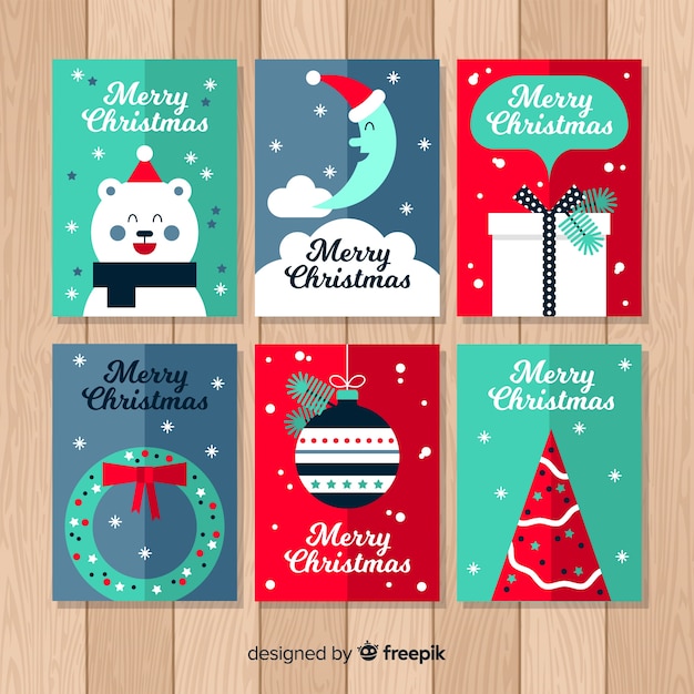 Vector gratuito colección tarjetas de navidad