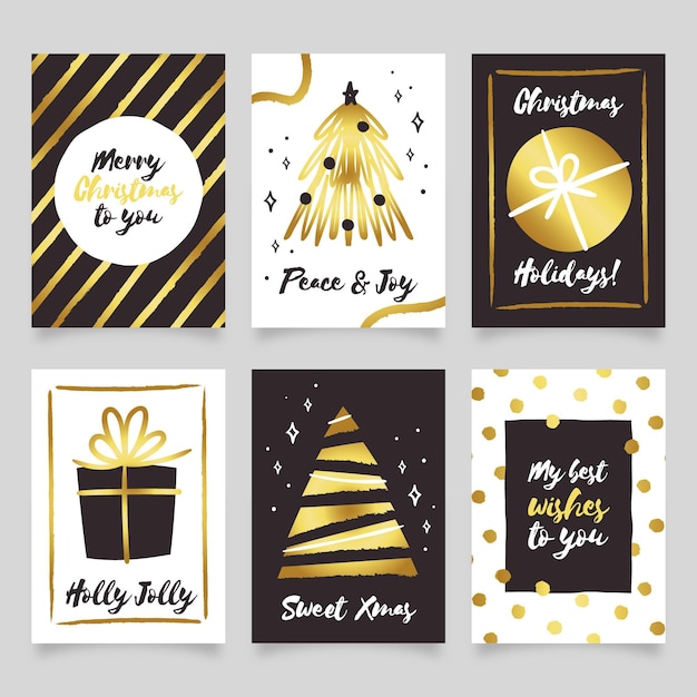 Vector gratuito colección tarjetas navideñas dibujadas a mano