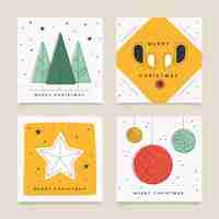 Vector gratuito colección tarjetas navideñas dibujadas a mano