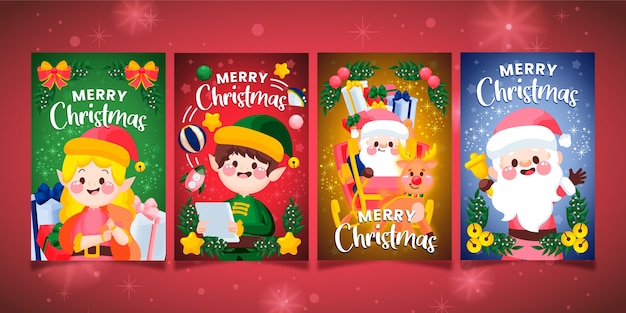 Vector gratuito colección tarjetas navideñas dibujadas a mano